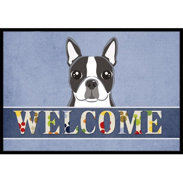 Carolines Treasures BB1389MAT Boston Terrier Welcome Indoor & Outdoor Mat; 18 x 27 in. BB1389MAT - main